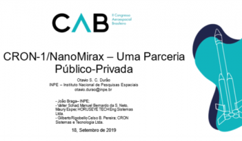 Apresentação do NanoMirax/CRON-1 no 2º Congresso Aeroespacial Brasileiro.